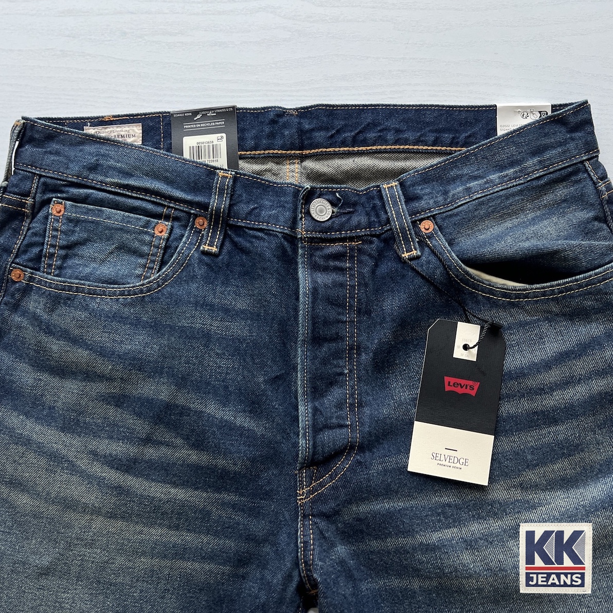 กางเกงยีนส์ LEVI'S Premium 501 บิ๊ก E ริมแดง สีน้ำเงิน ผ้าฟอกเซอ ของแท้ 100% 3