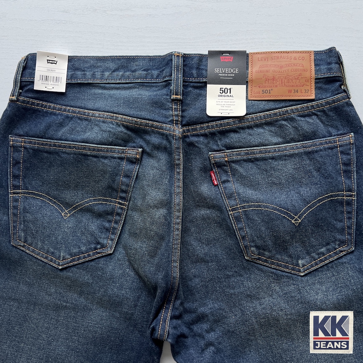 กางเกงยีนส์ LEVI'S Premium 501 บิ๊ก E ริมแดง สีน้ำเงิน ผ้าฟอกเซอ ของแท้ 100% 2