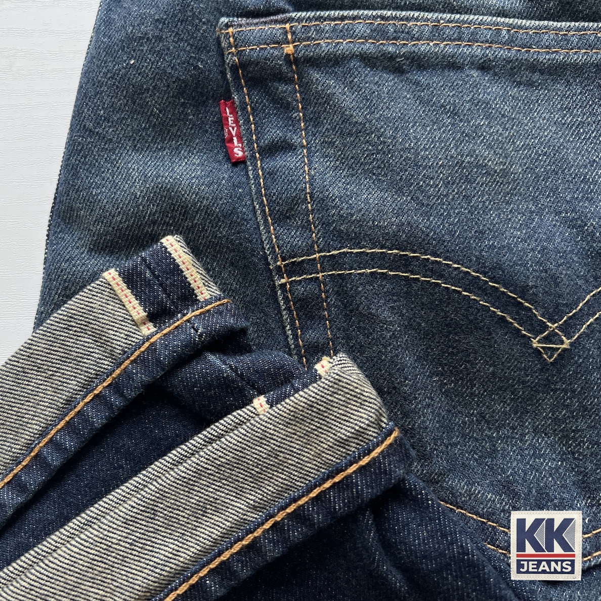 กางเกงยีนส์ LEVI'S Premium 501 บิ๊ก E ริมแดง สีน้ำเงิน ผ้าฟอกเซอ ของแท้ 100% 9