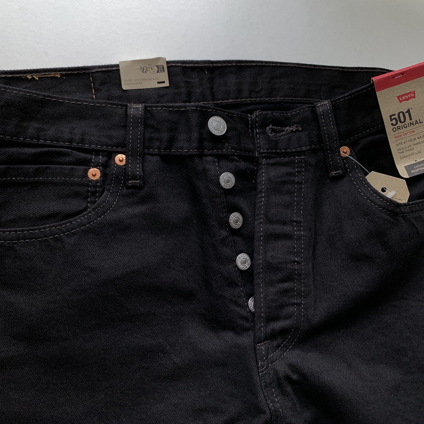 กางเกงยีนส์ Levi's 501 SuperBlack สีดำ Made in Egypt ของแท้ 100% 5