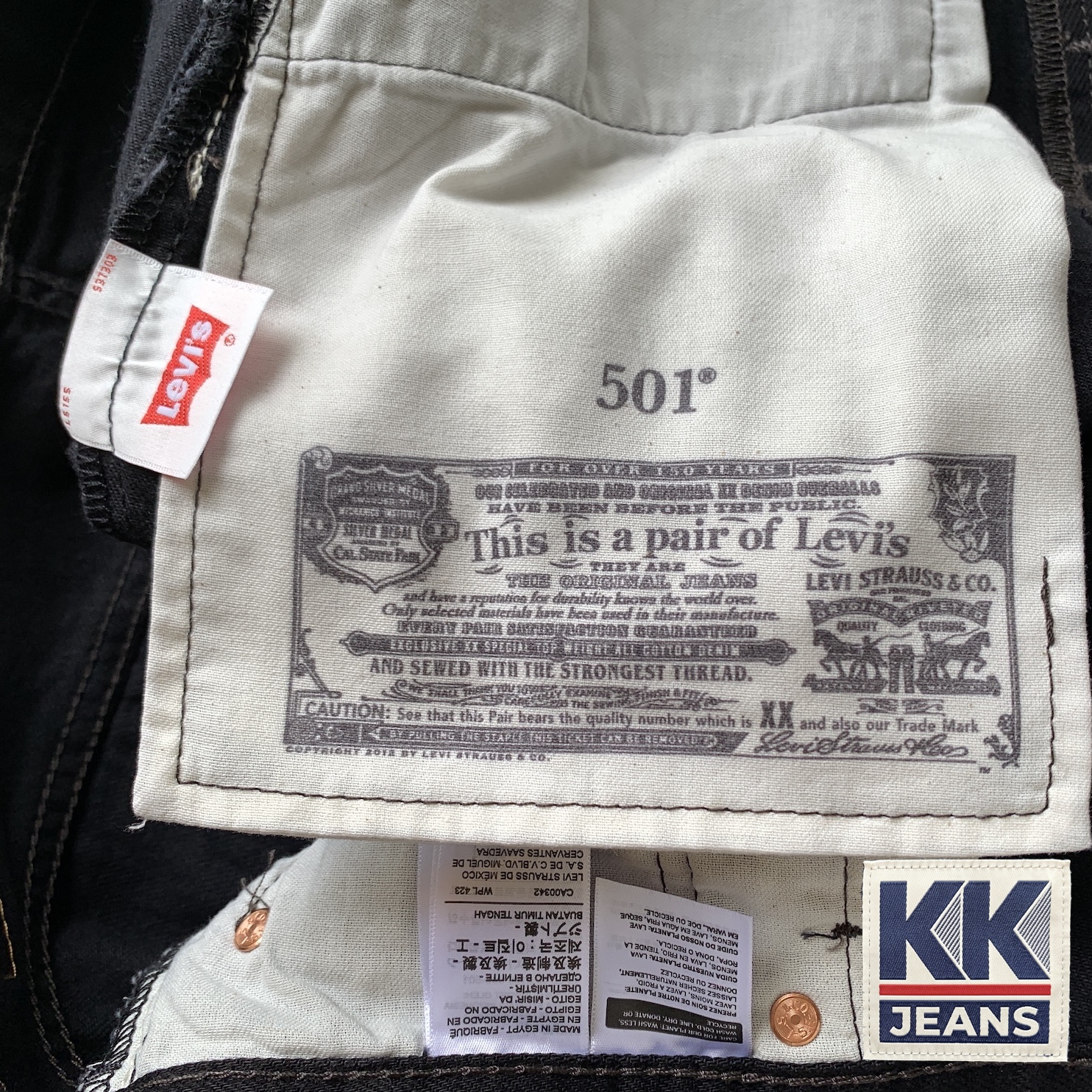 กางเกงยีนส์ Levi's 501 SuperBlack สีดำ Made in Egypt ของแท้ 100% 11