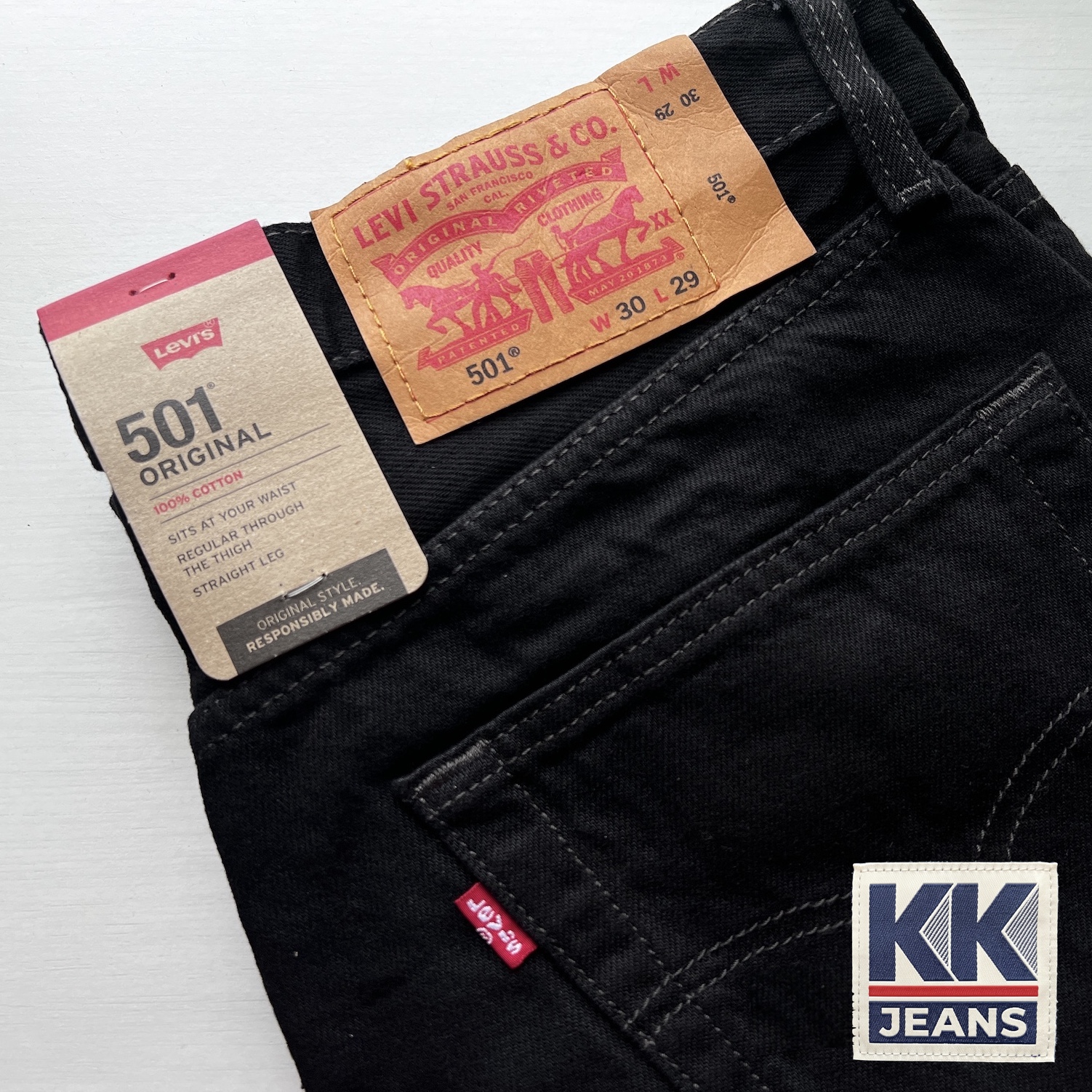 กางเกงยีนส์ Levi's 501 SuperBlack สีดำ Made in Egypt ของแท้ 100%