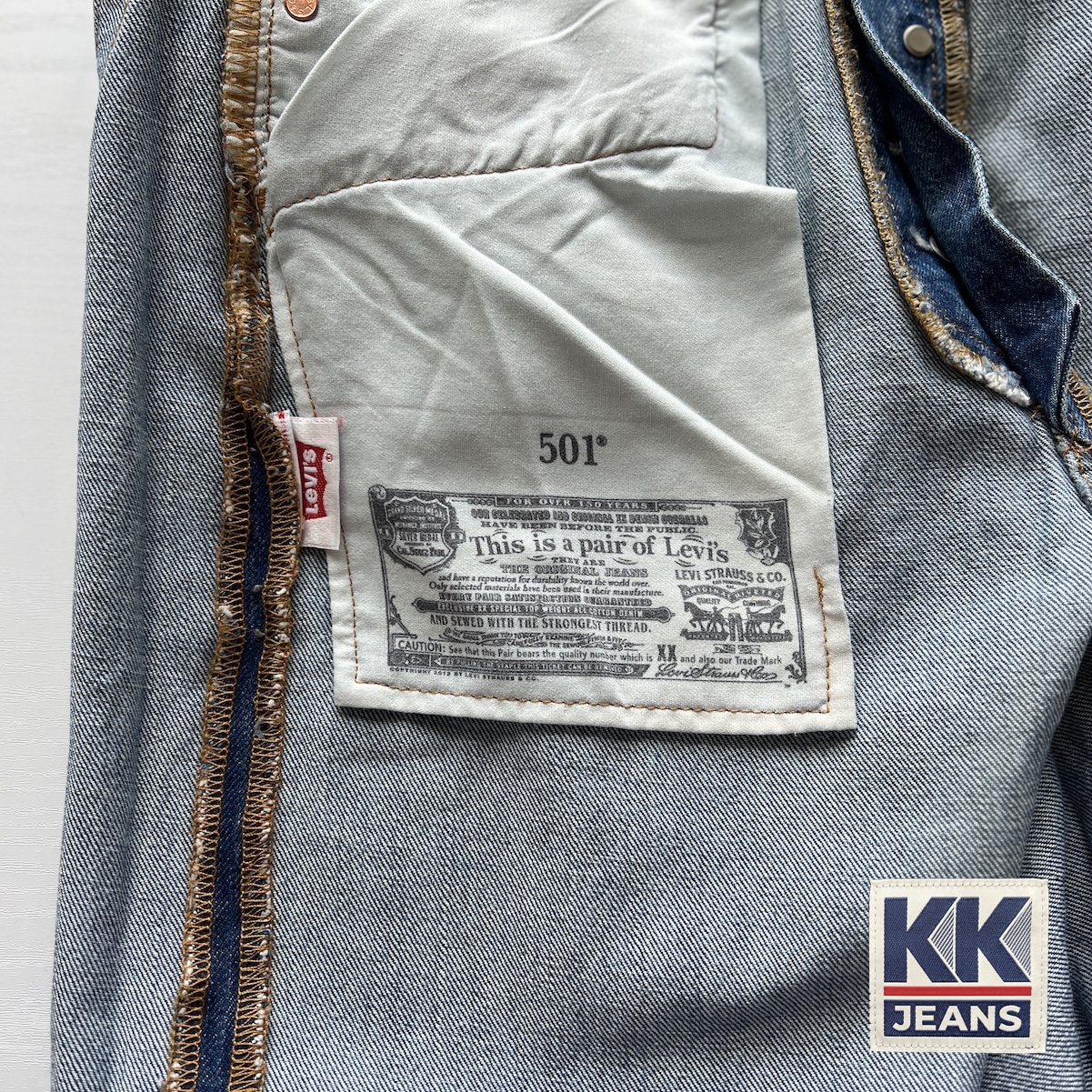 กางเกงยีนส์ Levi's 501 ผ้าฟอกทรายสีบลูยีนส์ รหัส 0193 Made in Egypt ของแท้ 100% 5