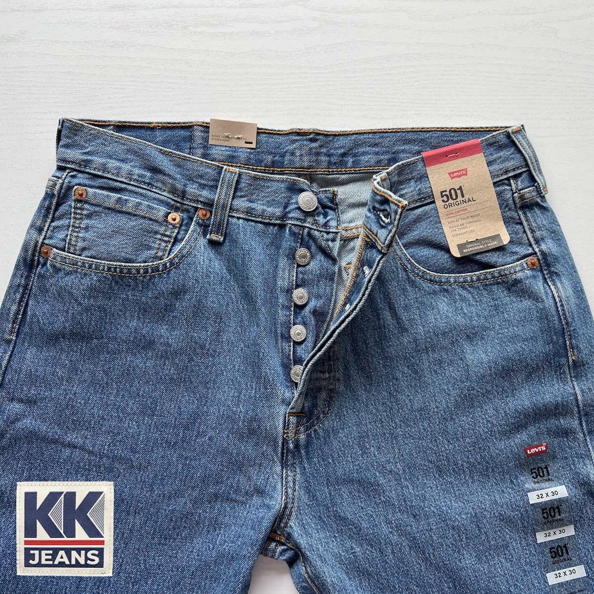 กางเกงยีนส์ Levi's 501 ผ้าฟอกทรายสีบลูยีนส์ รหัส 0193 Made in Egypt ของแท้ 100% 3
