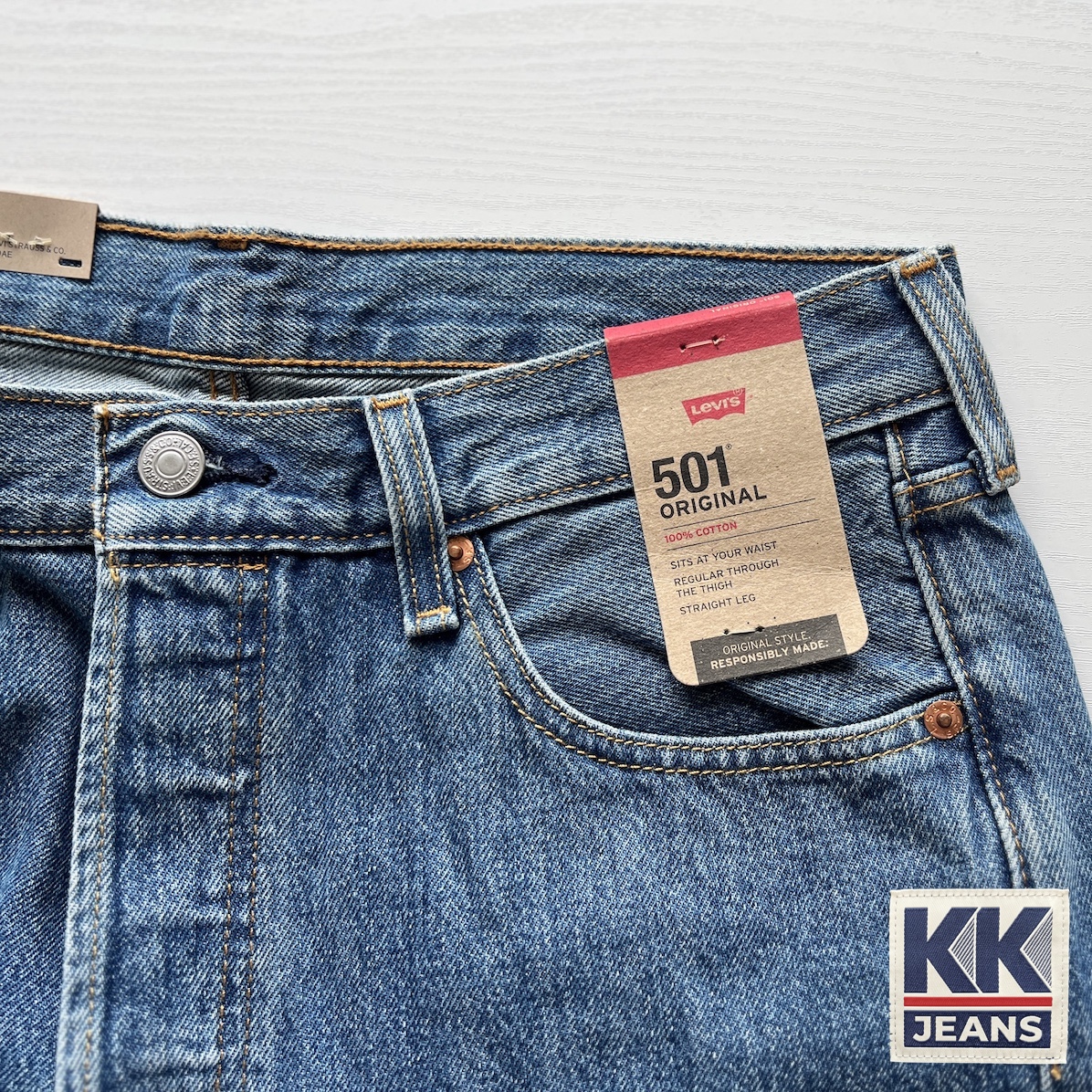 กางเกงยีนส์ Levi's 501 ผ้าฟอกทรายสีบลูยีนส์ รหัส 0193 Made in Egypt ของแท้ 100% 11