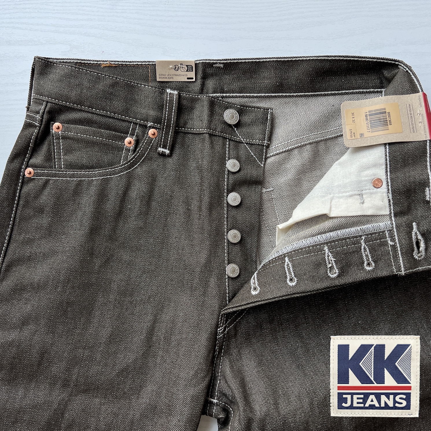 กางเกงยีนส์ Levi's 501 Rigid สีน้ำตาล ผ้าดิบ STF Made in Pakistan ของแท้ 100% 2