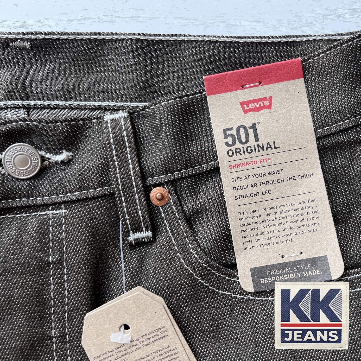 กางเกงยีนส์ Levi's 501 Rigid สีน้ำตาล ผ้าดิบ STF Made in Pakistan ของแท้ 100% 3