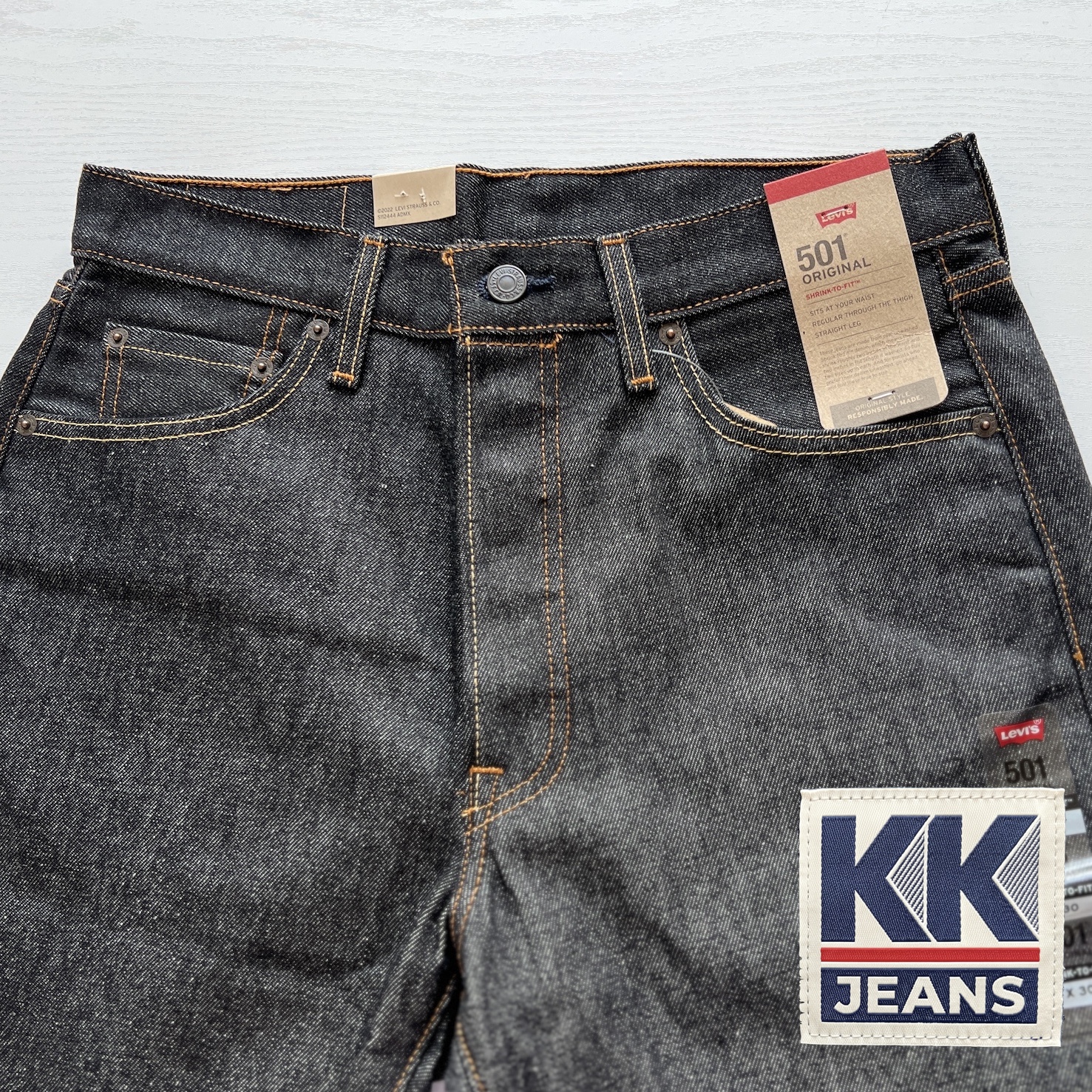 กางเกงยีนส์ Levi's 501 Rigid สีดำ ผ้าดิบ รหัส 0226 STF Made in Mexico ของแท้ 100% 2