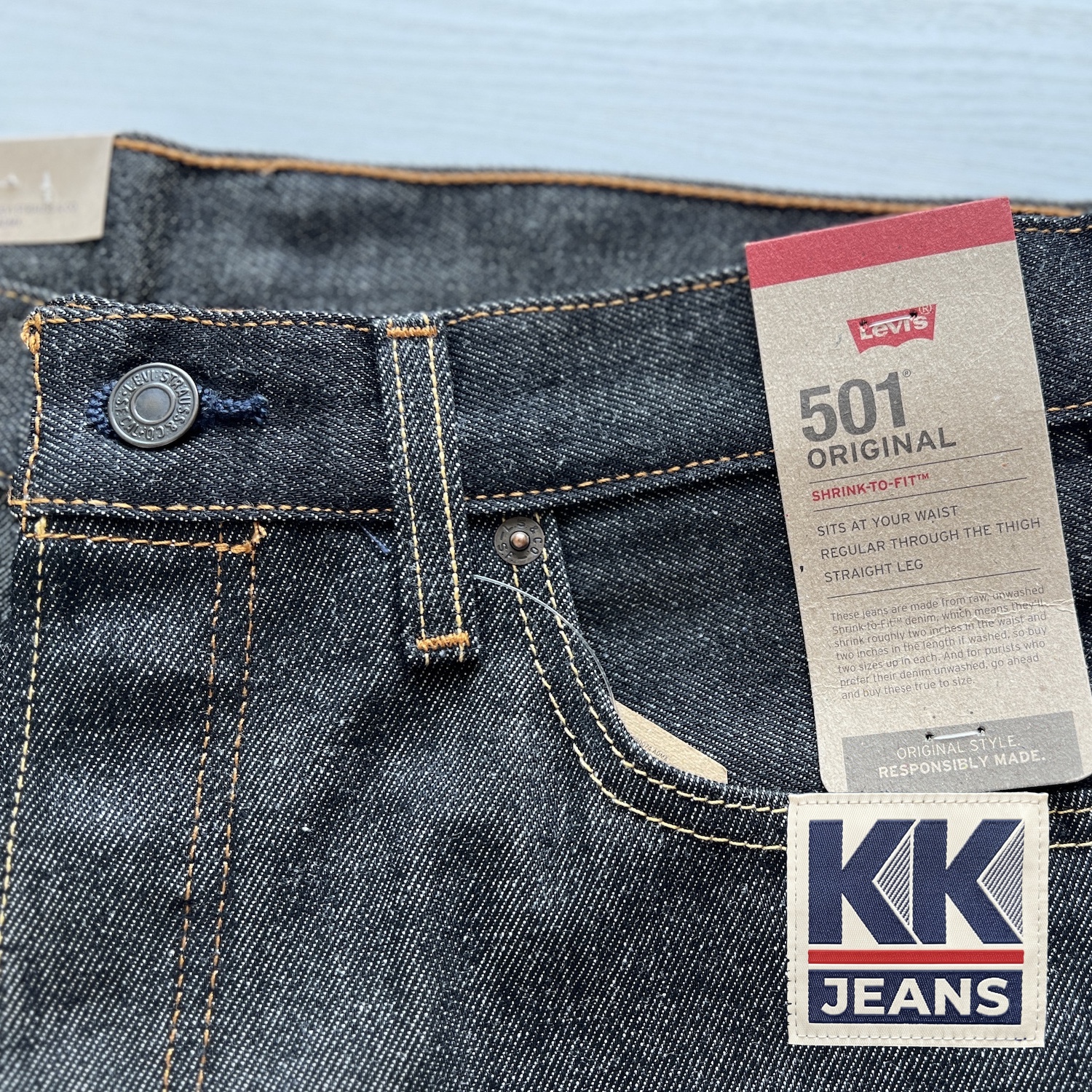 กางเกงยีนส์ Levi's 501 Rigid สีดำ ผ้าดิบ รหัส 0226 STF Made in Mexico ของแท้ 100% 9