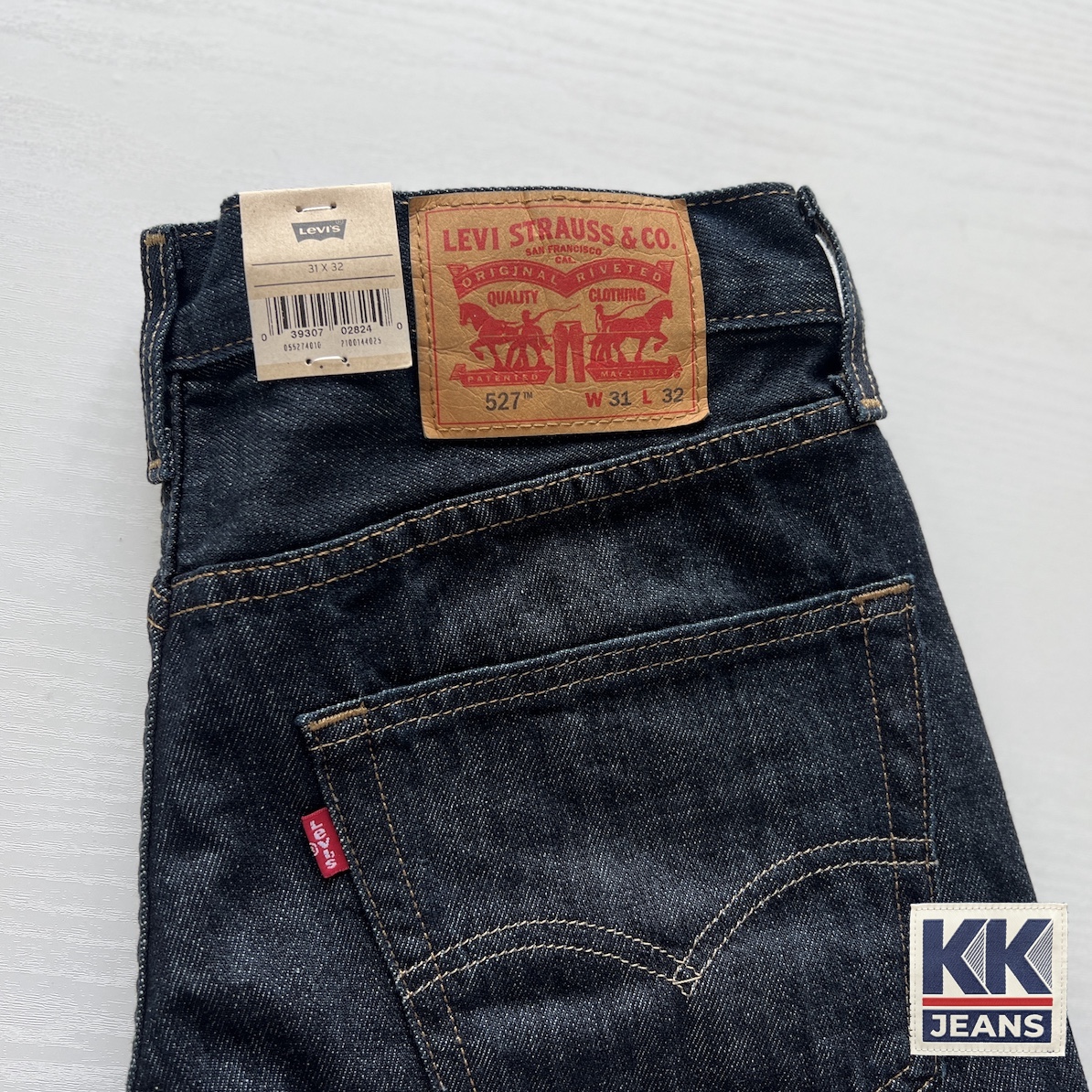 กางเกงยีนส์ Levi's 527 Boot Cut ขาม้าสีน้ำเงินเข้ม ผ้าฟอก ของแท้ 100% 6
