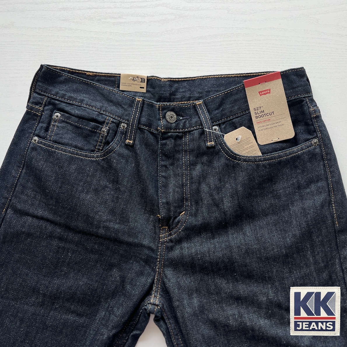 กางเกงยีนส์ Levi's 527 Boot Cut ขาม้าสีน้ำเงินเข้ม ผ้าฟอก ของแท้ 100% 10