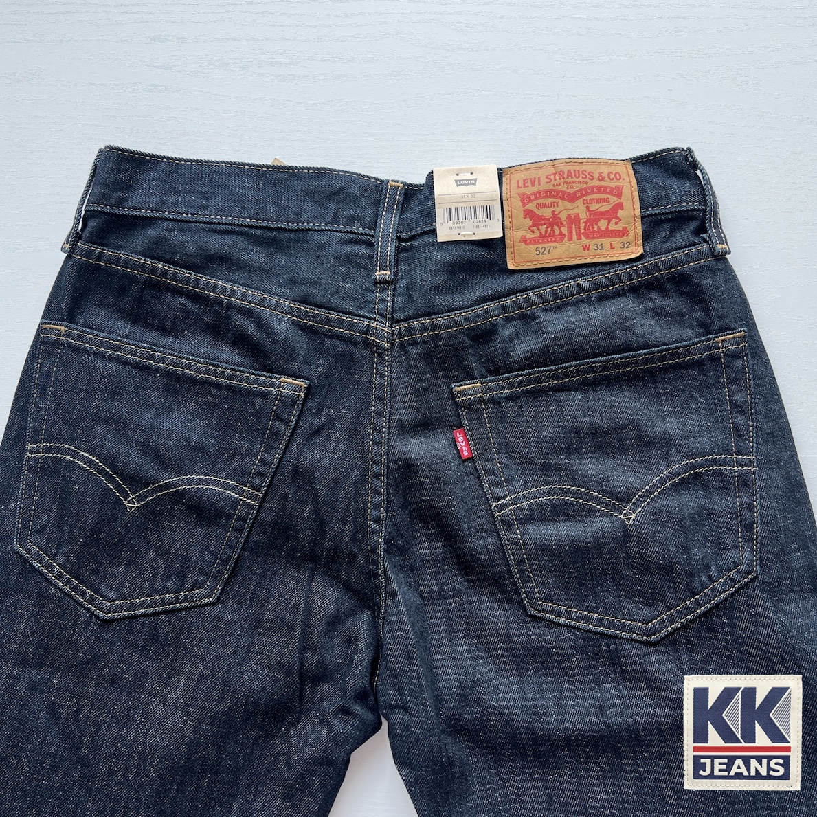กางเกงยีนส์ Levi's 527 Boot Cut ขาม้าสีน้ำเงินเข้ม ผ้าฟอก ของแท้ 100% 7