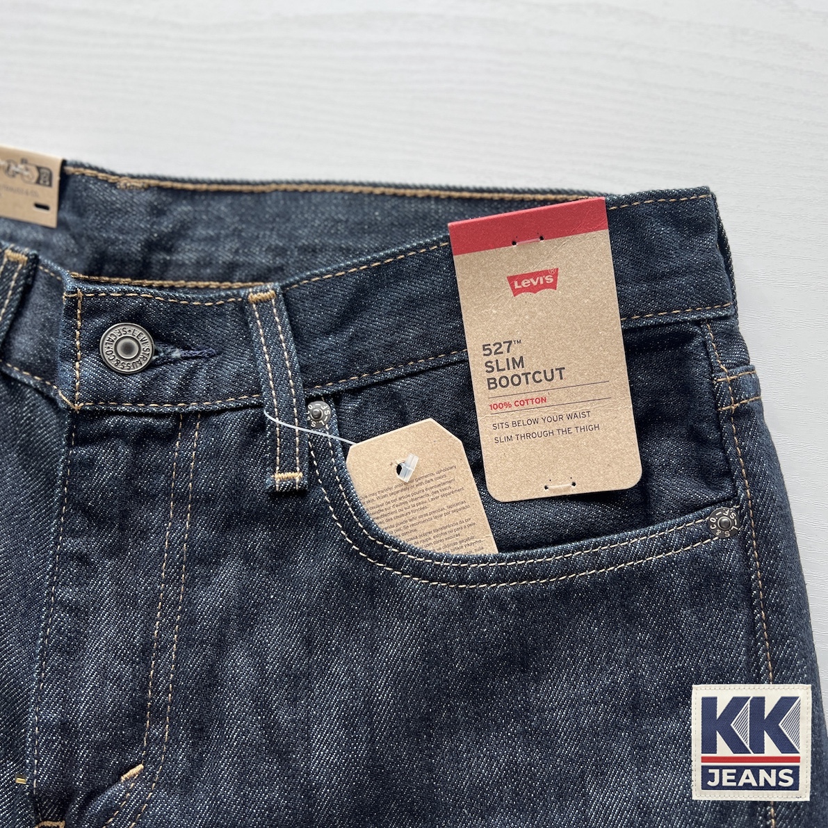 กางเกงยีนส์ Levi's 527 Boot Cut ขาม้าสีน้ำเงินเข้ม ผ้าฟอก ของแท้ 100% 8