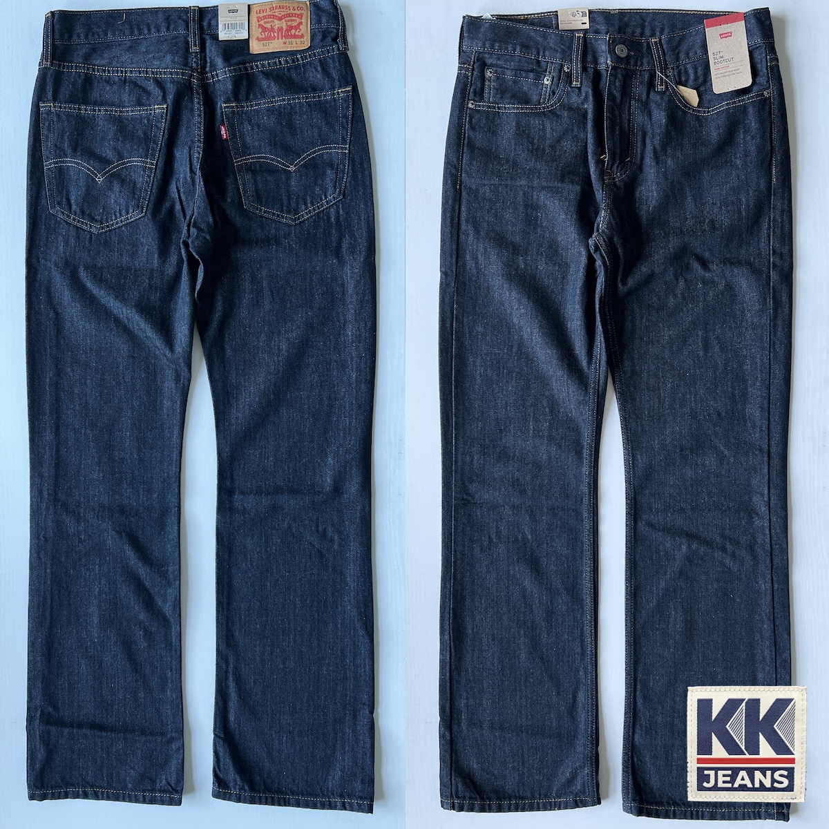กางเกงยีนส์ Levi's 527 Boot Cut ขาม้าสีน้ำเงินเข้ม ผ้าฟอก ของแท้ 100% 12