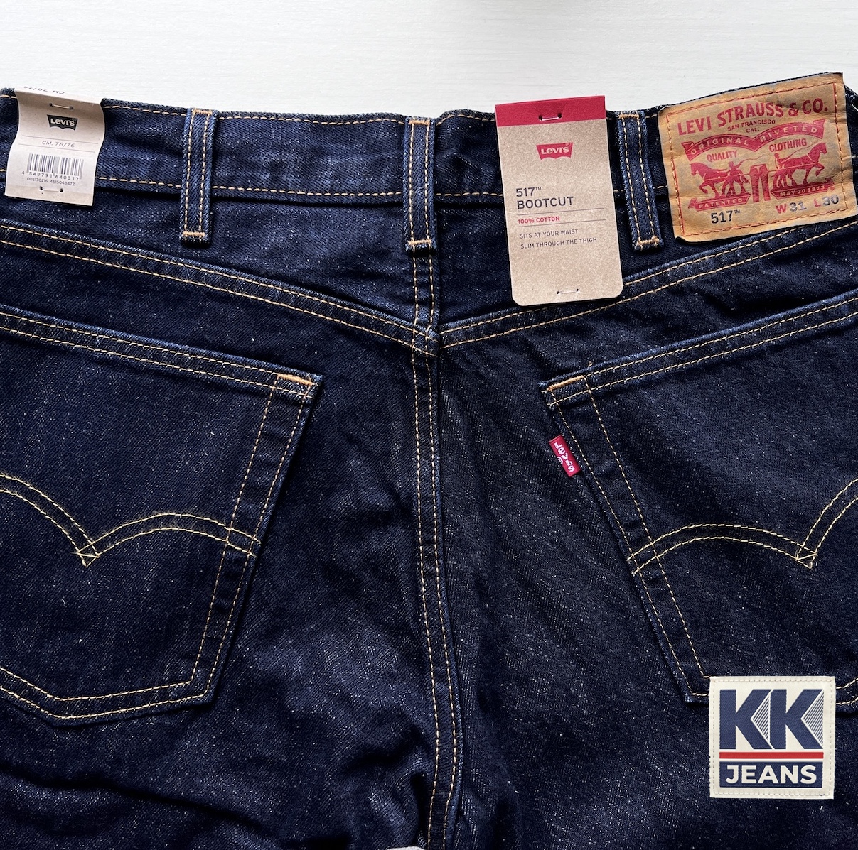✅กางเกงยีนส์ Levi's 517 Bootcut ผ้าฟอก สีน้ำเงินเข้ม Made in Bangladesh ของแท้ 100% 8