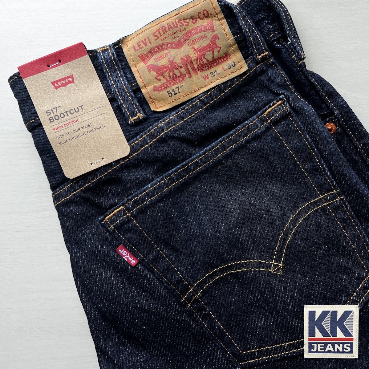 ✅กางเกงยีนส์ Levi's 517 Bootcut ผ้าฟอก สีน้ำเงินเข้ม Made in Bangladesh ของแท้ 100% 9