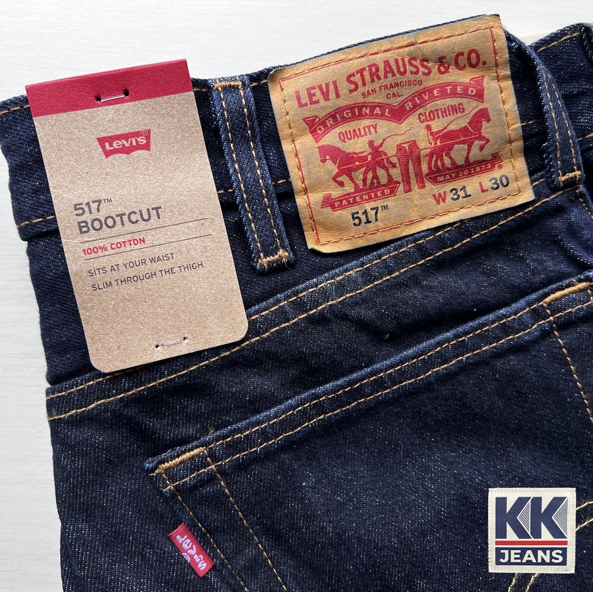 ✅กางเกงยีนส์ Levi's 517 Bootcut ผ้าฟอก สีน้ำเงินเข้ม Made in Bangladesh ของแท้ 100%